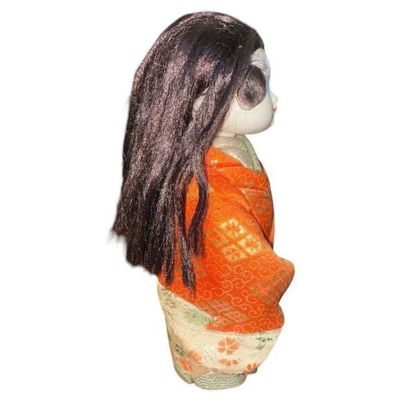 Vintage Kimekomi Ichimatsu Gofun Kimono Doll Porcelain Head 9 In Tall Japan - Picture 8 of 9